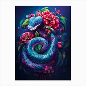 Snake With Flowers Canvas Print