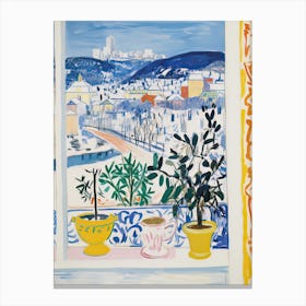 The Windowsill Of Salzburg   Austria Snow Inspired By Matisse 4 Canvas Print