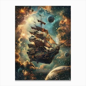 Fantasy Ship Floating in the Galaxy 21 Canvas Print