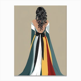 Back Of A Woman In A Colorful Dress Canvas Print