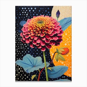 Surreal Florals Zinnia 4 Flower Painting Canvas Print