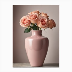 A Vase Of Pink Roses 69 Canvas Print