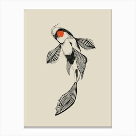 Koi Fish Linocut Style 1 Canvas Print