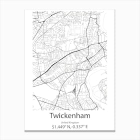 Twickenham,United Kingdom Minimalist Map Stampe su tela