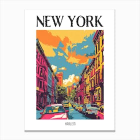 Harlem New York Colourful Silkscreen Illustration 3 Poster Canvas Print