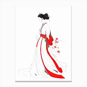 Asian Woman, lineart Canvas Print