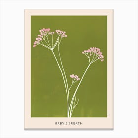 Pink & Green Babys Breath 2 Flower Poster Canvas Print