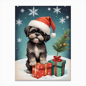 Christmas Shih Tzu Dog Wear Santa Hat (18) Canvas Print