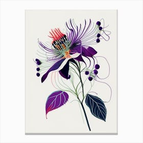 Passion Flower Floral Minimal Line Drawing 2 Flower Canvas Print