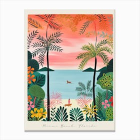 Poster Of Miami Beach, Florida, Matisse And Rousseau Style 7 Canvas Print