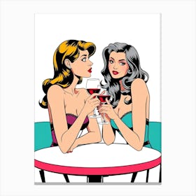 Two Women Drinking Wine Canvas Print