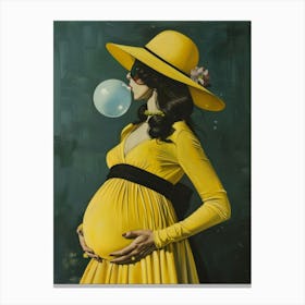 Pregnant Woman Blowing Bubbles 3 Canvas Print