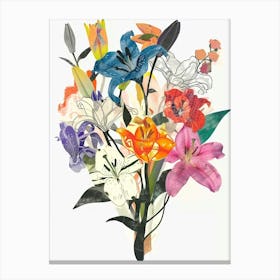 Lily 3 Collage Flower Bouquet Canvas Print