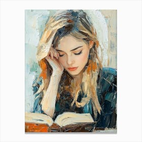 Girl Reading A Book 1 Canvas Print