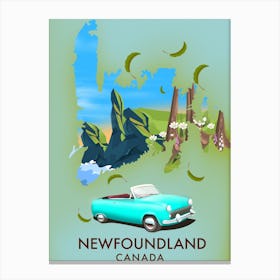 Newfoundland Canada Travel map Canvas Print