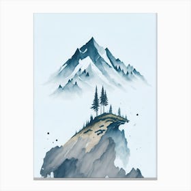 Mountain And Forest In Minimalist Watercolor Vertical Composition 67 Canvas Print