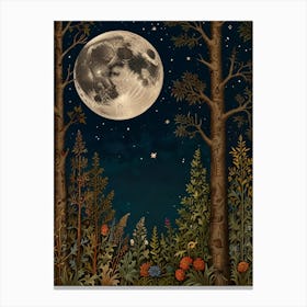 Full Moon In The Forest Style William Morris 1 Art Print 2 Canvas Print