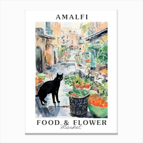 Food Market With Cats In Amalfi 4 Poster Canvas Print