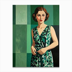 Lady In Green Dress 1 Canvas Print