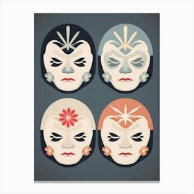 Noh Masks Japanese Style Illustration 22 Canvas Print
