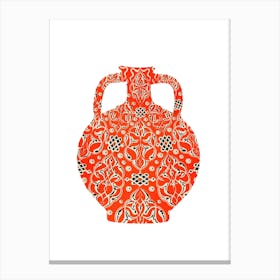 Vintage orange urn waterjug artwork Canvas Print