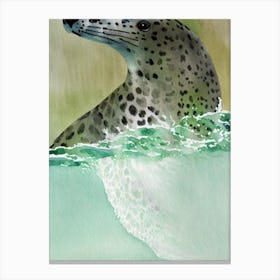 Leopard Seal Storybook Watercolour Canvas Print