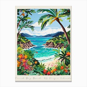 Poster Of Trunk Bay Beach, Us Virgin Islands, Matisse And Rousseau Style 3 Canvas Print