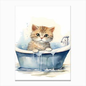 Scottish Fold Cat In Bathtub Bathroom 3 Canvas Print