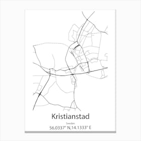 Kristianstad,Sweden Minimalist Map Canvas Print