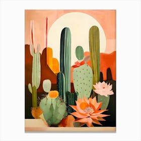 Cactus And Lotus Canvas Print