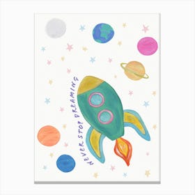 Space Rocket In Pastel Canvas Print