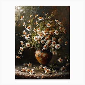 Baroque Floral Still Life Oxeye Daisy 2 Canvas Print