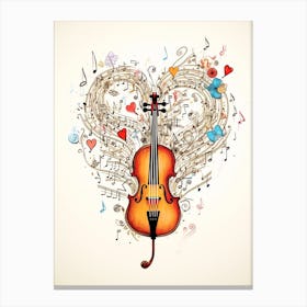 Musical Heart Instrument And Notes 3 Canvas Print