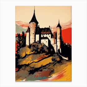 Castle In the Alps, Lithograph, Abstract Canvas Print