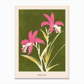 Pink & Green Orchid 3 Flower Poster Canvas Print