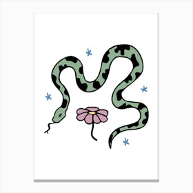 Snake And Flower Illustration Canvas Print