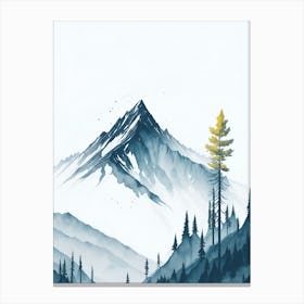 Mountain And Forest In Minimalist Watercolor Vertical Composition 308 Canvas Print