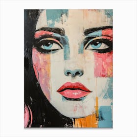 Womans Face Showcasing Intricate Details And Vibrant Colors Canvas Print