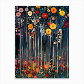 Flowers In The Night Klimt Inspired Canvas Print