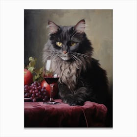 Cat With A Glass Of Wine Canvas Print