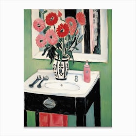Bathroom Vanity Painting With A Gerbera Bouquet 4 Canvas Print