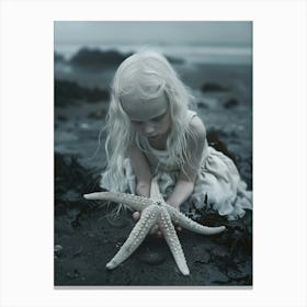 Starfish with a girl Canvas Print