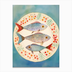Three Fish On A Plate Canvas Print