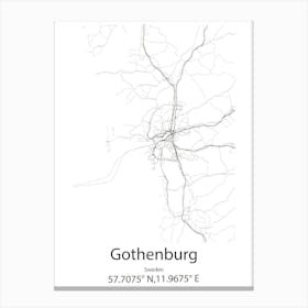 Gothenburg,Sweden Minimalist Map Canvas Print