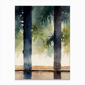 Watercolour Of Palm Trees Canvas Print