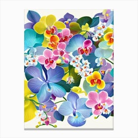 Orchids 3 Modern Colourful Flower Canvas Print