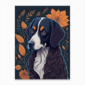 Floral Dog Portrait Boho Minimalism (9) Canvas Print