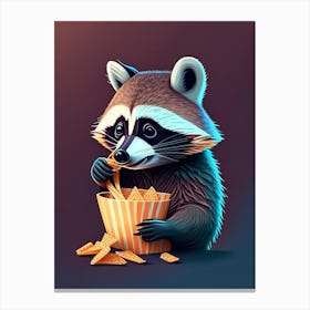 Raccoon Eating Nachos Canvas Print