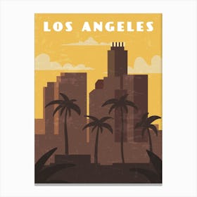 Los Angeles, California, USA - Retro travel minimalist poster Canvas Print