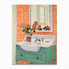 Bathroom Vanity Painting With A Marigold Bouquet 3 Canvas Print